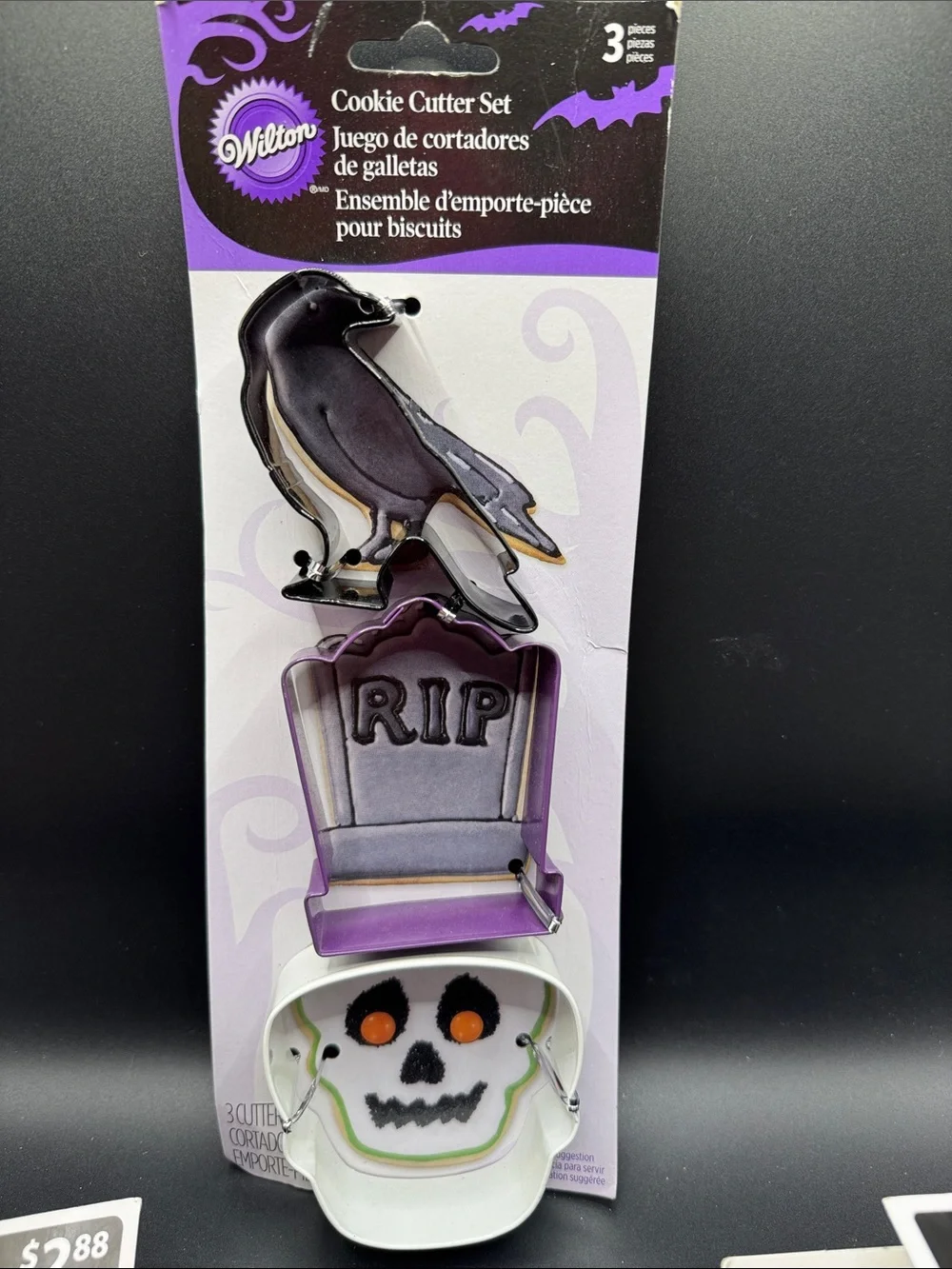 Lot of Halloween Cookie Cutters & Stamp Set unopened. Bat, cat, raven, fangs.